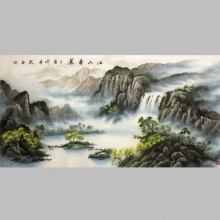 江山秀丽山水画-民子