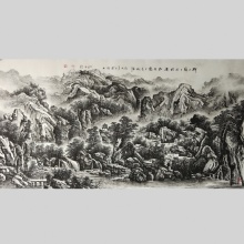 山水画《群山巍巍脉相连》-李社安