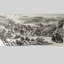 山水画《宁静致远》-李社安