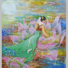 《望月仙女图》双紫燕老师国画菩萨