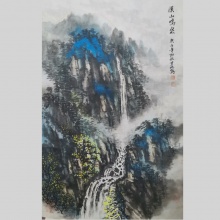 国画山水《溪山鸣泉》-楼开敏