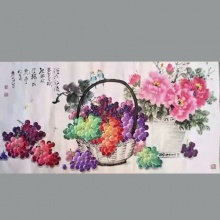 花鸟画《牡丹花篮》-刘丽芳