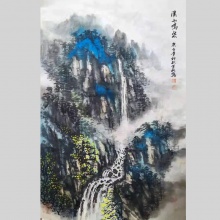 国画山水《溪山鸣泉》-楼开敏