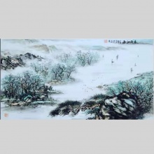 国画山水《江南春雨》-楼开敏