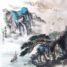 国画山水《春江水暖》-楼开敏