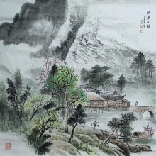 国画山水《湘东小镇​》-张连合