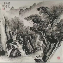 国画山水《故乡泉韵》-李社安