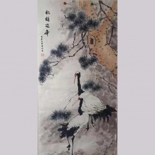 国画山水画《松鹤延年》-李存玉