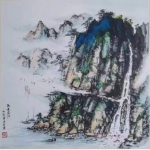 国画山水《雨后春江》-楼开敏