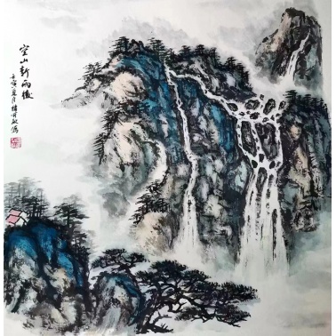 国画山水《空山新雨后》-楼开敏_国画艺术_墨缘斋文化网纯手工字画