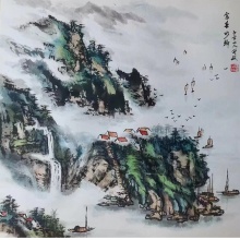 国画山水《富春水乡​》-楼开敏