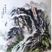 国画山水《深壑泉鸣》-楼开敏