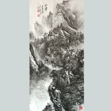 国画山水《山寨》-李社安