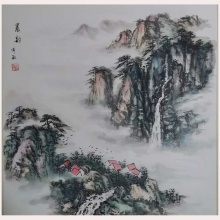 国画山水《晨韵》-楼开敏