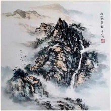 《秋山晚翠图》-楼开敏