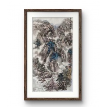 国画山水画《深山响泉》-金朔瑫
