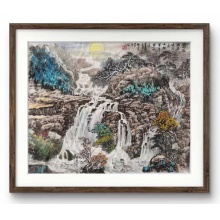 国画山水画《明月飞泉》-金朔瑫