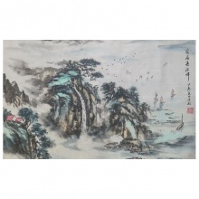 国画山水《家居春江畔》-楼开敏